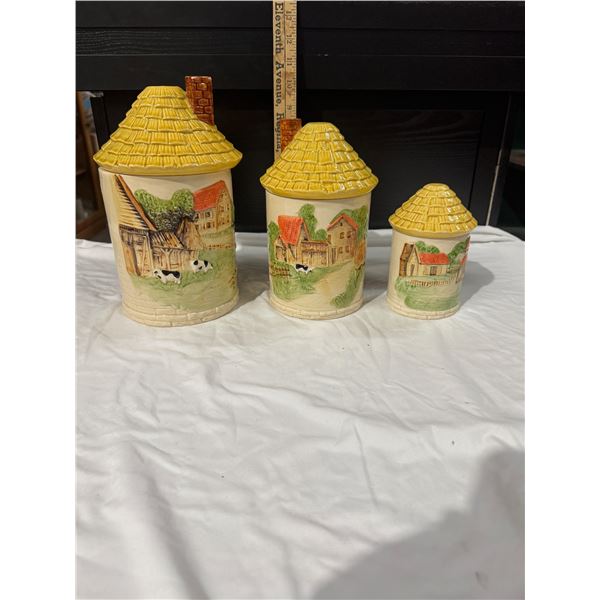 3 Sears farmhouse vintage canisters