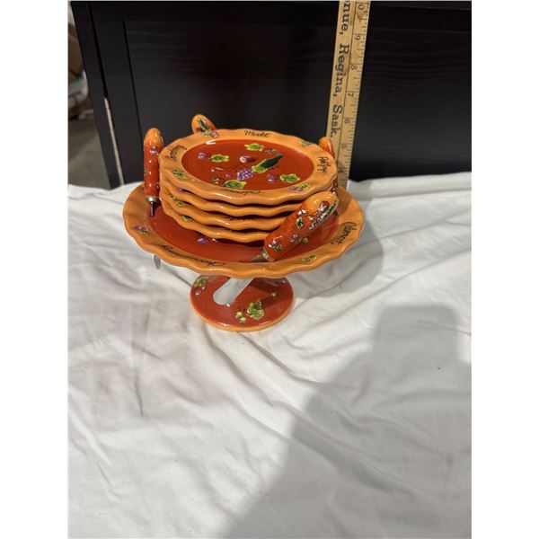 Gang Bella Cassa cheese and wine set - ceramic with spreader