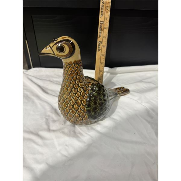 Tonala Mexican Pottery Quail made by Carlos Billanuera