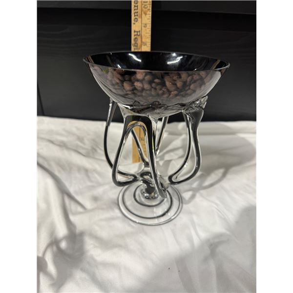 Black Krosno Josefina octopus bowl -Poland