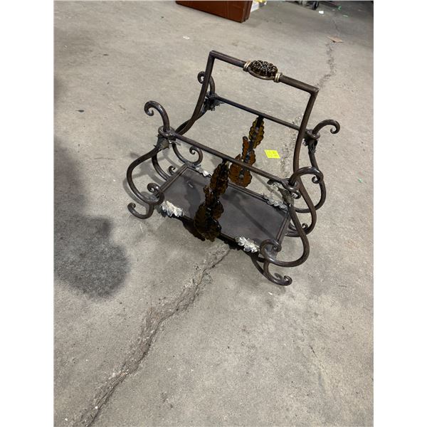 Wrought iron log holder / magazine rack vintage