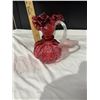 Image 3 : Fenton Cranberry glass vase with handle