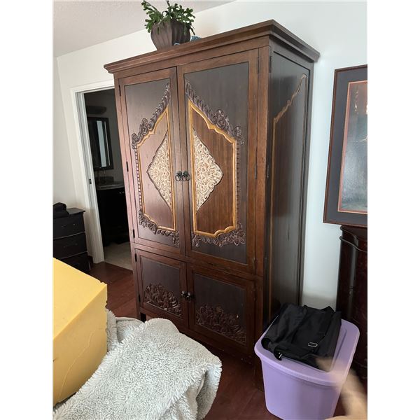 Carved cabinet 47" wide 27 deep 78.5 tall A