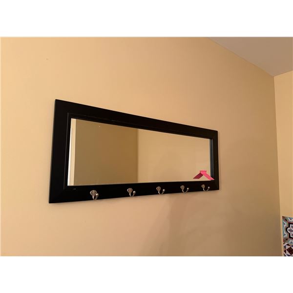 mirror with hooks 35.5x13.5"