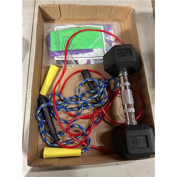 8lbs weight and bands and skipping rope