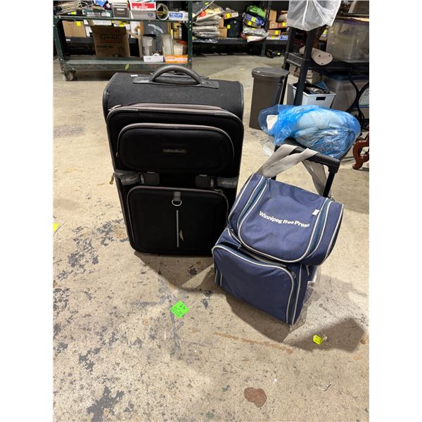 Suitcase and rolling picnic bag