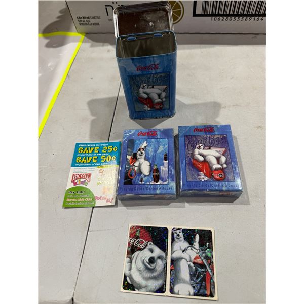 Coca-Cola sealed cards in tin
