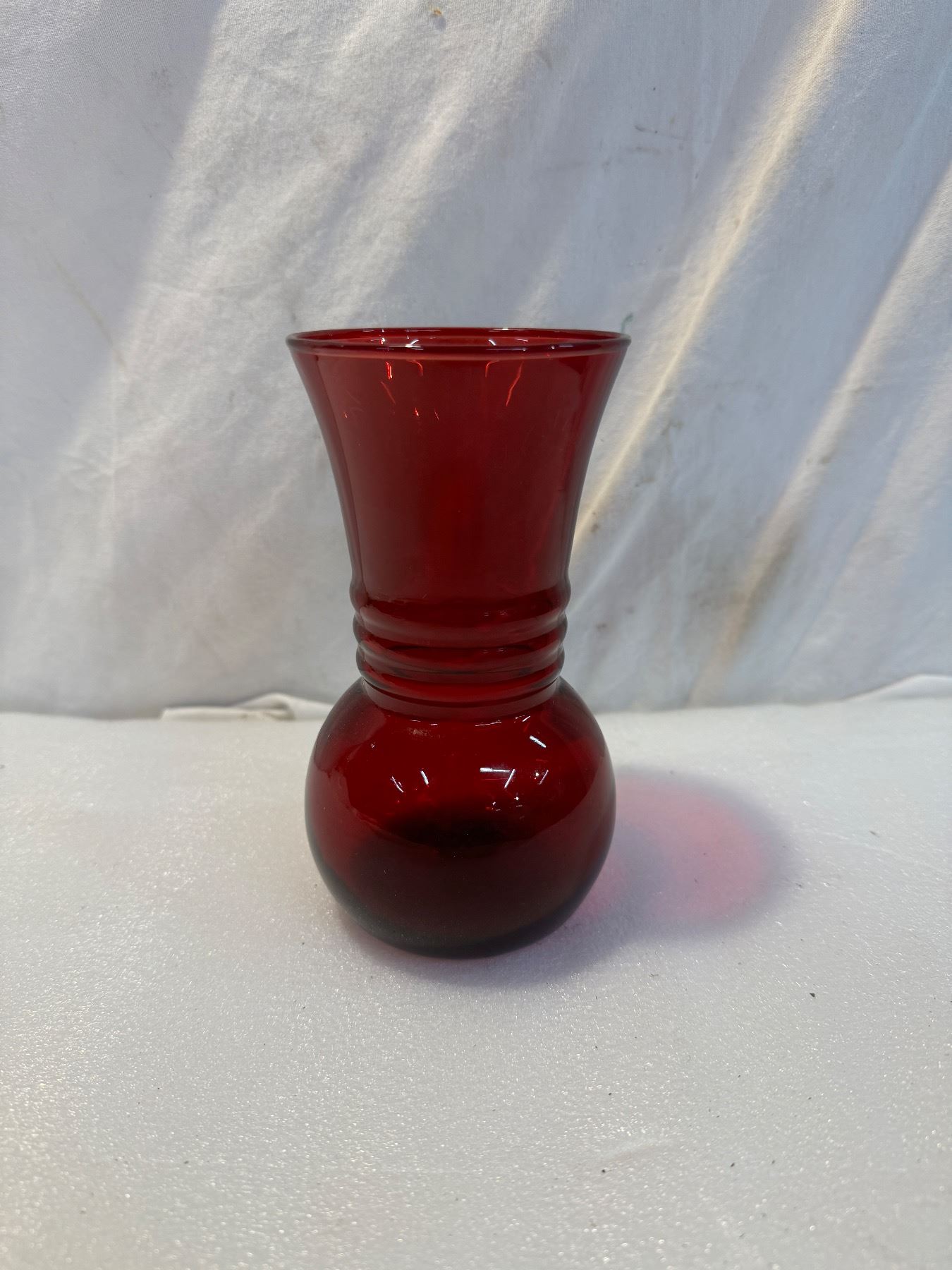 Ruby red glass vase