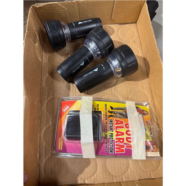 Flashlights and body alarm