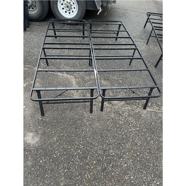 Double folding bed frame