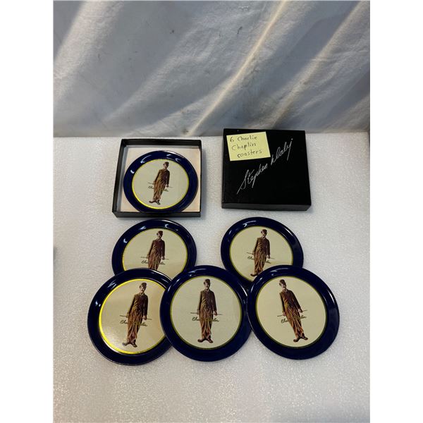 6 vintage Charlie Chaplin coasters