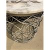 Image 2 : TABLE DE COTÉ RONDE EN PIERRE /BASE METAL 22” DIA 22” H