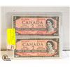 Image 1 : 2 1954 CANADA $2 BILLS