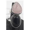 Image 1 : #155-NATURAL PINK ROSE QUARTZ  & BLACK ONYX RING