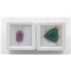 Image 1 : #124-HEATED RED RUBY 3.45CT & GREEN AGATE  7.60CT