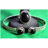 Image 1 : 19)  OVAL NATURAL BLACK ONYX SIZE 8 RING AND OPEN