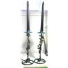 Image 1 : 2) SET OF 2 CANDLE HOLDERS, GREEN PATINA WITH GOLD