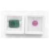 Image 1 : #71-HEATED RUBY 3.80CT & EMERALD 9.70CT  GEMSTONES