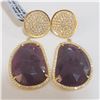 Image 1 : JP1077-165 SILVER RUBY(18.9CT) CZ EARRINGS