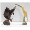 Image 1 : LOT OF 2 WOODEN DECOR ANIMALS FISH AND CRANE