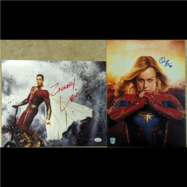 Marvel Autographs Pair Of Autographs, Zachary Levi From DC Shazam! And Brie Larson From ...