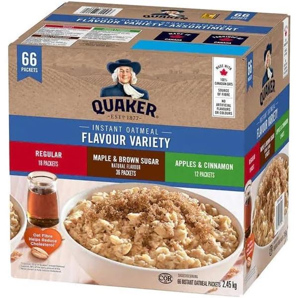 NEW 66 PACK BOX OF QUAKER INSTANT OATMEAL FLAVOUR