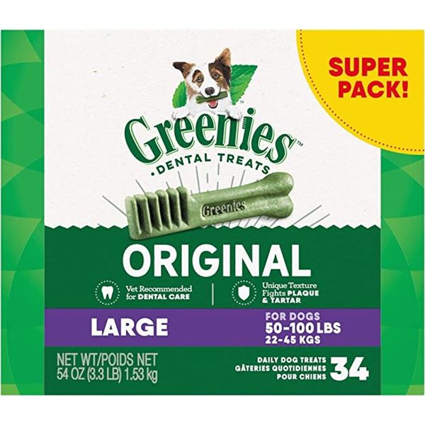 NEW BOX WITH 34 GREENIES ORIGINAL DENTAL TREATS