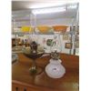 Image 1 : 2 Oil  Lamps ; Milk Glass + Brass