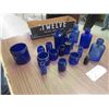 Image 1 : 18 Cobalt Blue Bottles  - Some Labelled, Some Medicine