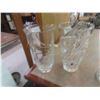 Image 4 : 3 Crystal / Art Glass Vases , 2 Ruby Glass Lamps Shaded  - Tallest Vase 12" by 8" wide