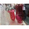 Image 5 : 3 Crystal / Art Glass Vases , 2 Ruby Glass Lamps Shaded  - Tallest Vase 12" by 8" wide