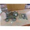 Image 1 : Pounded Pewter Design Tea Set - 5 pc & Book