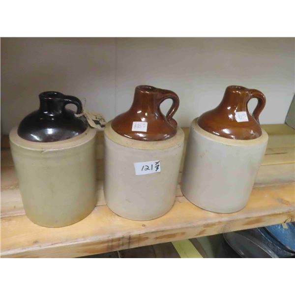 3 Stoneware Jugs 1/2 Gal