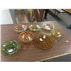 Image 1 : Carnival Glass, Trays, Bowls, Amber Glass - 7pcs In Total