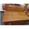 Image 3 : 3 Drawer Wooden Dresser with Mirror 20" x 42" x 76" -Believed to be Oak 