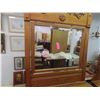 Image 4 : 3 Drawer Wooden Dresser with Mirror 20" x 42" x 76" -Believed to be Oak 