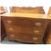 Image 2 : Oak Dresser with 3 Drawers + Bevelled Swing Mirror 20" x 41" x 68" 