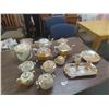 Image 1 : China, Tea Pots, Biscuit Jar, Cream, Sugars, Salt + Pepper Shakers