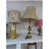Image 1 : 2 Electric Table Lamps - 1 Brass with Shades