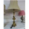 Image 3 : 2 Electric Table Lamps - 1 Brass with Shades