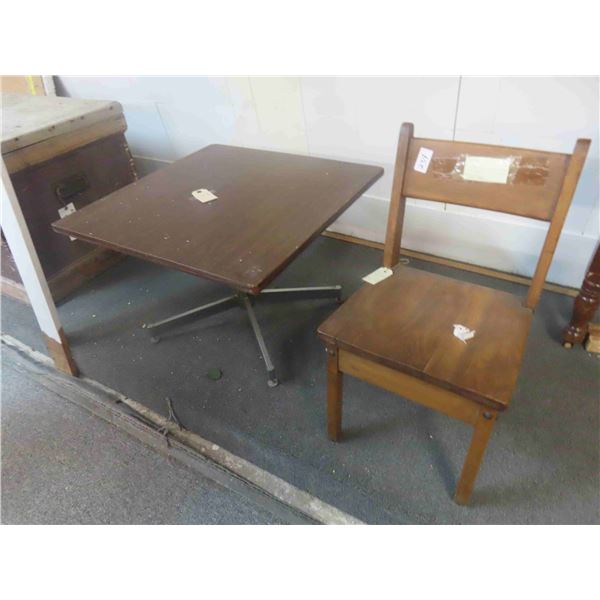 Wooden School Chair + Stand