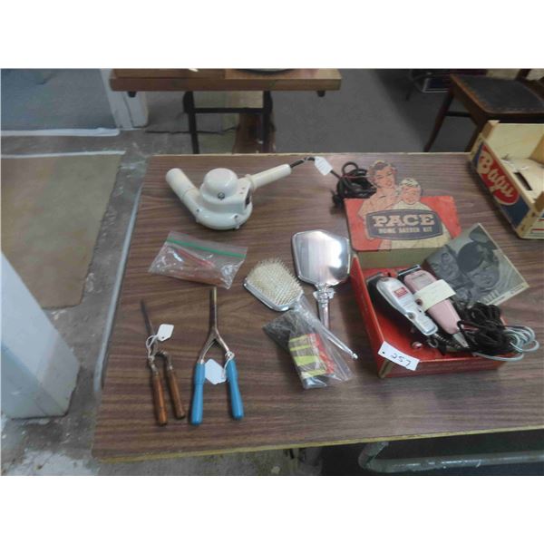 Vintage Dryer, Curlers, Clippers, Brush, Comb, Vintage Curling Irons