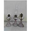 Image 1 : 3 Oil Lamps, 1 Chimney with Aged Coloring