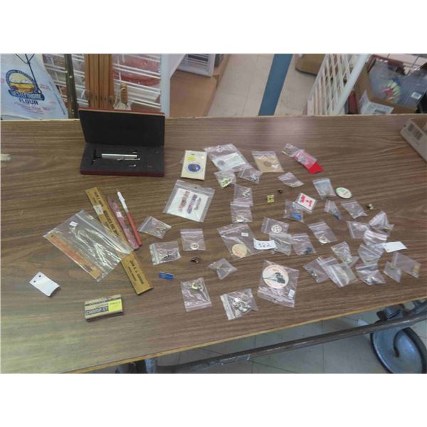 Pins, Button, Advertisement on Rulers