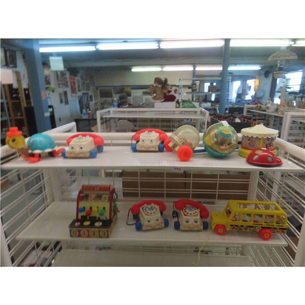Fisher Price Pull Toys, Cash Register, Bus, Phone, Roly Poly, plus more
