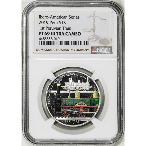 2019 Peru 1 Sol Ibero Historic Peruvian Train Proof Silver Coin NGC PF69 Ultra Cameo