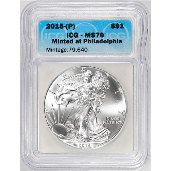 2015-(P) $1 American Silver Dollar Coin ICG MS70 Philadelphia