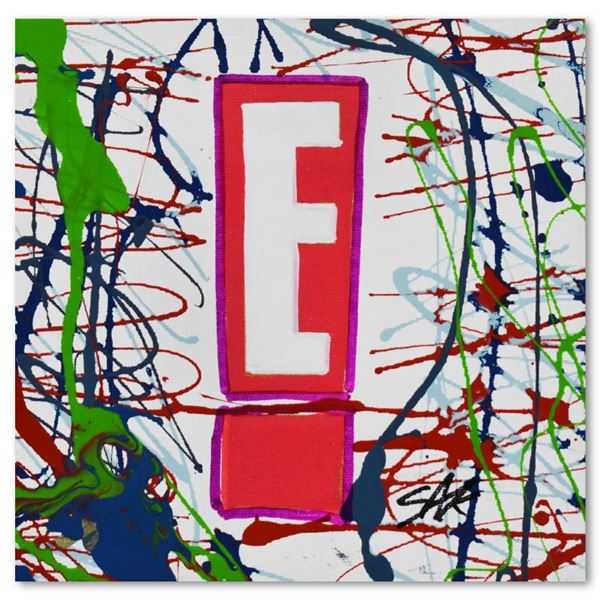 Steve Kaufman (1960-2010) "E!" Original Mixed Media on Canvas