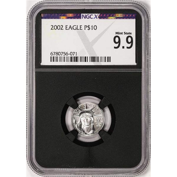 2002 $10 Platinum American Eagle Coin NGCX Mint State 9.9