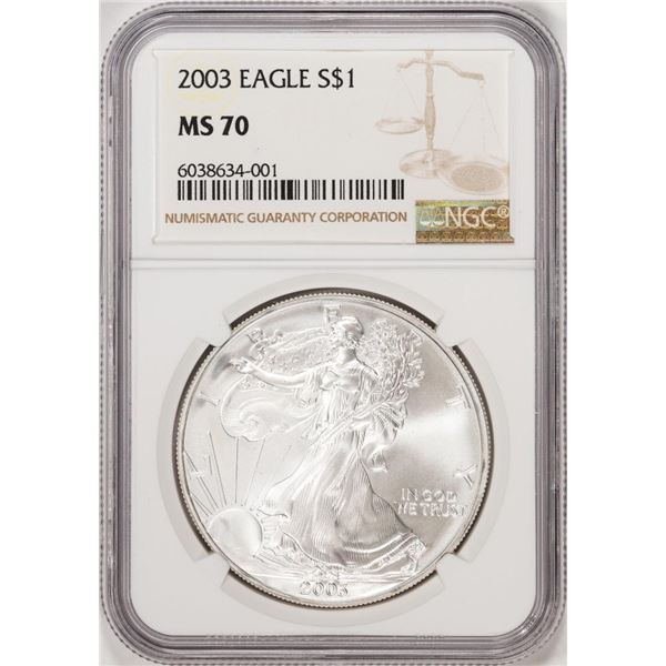 2003 $1 American Silver Eagle Coin NGC MS70